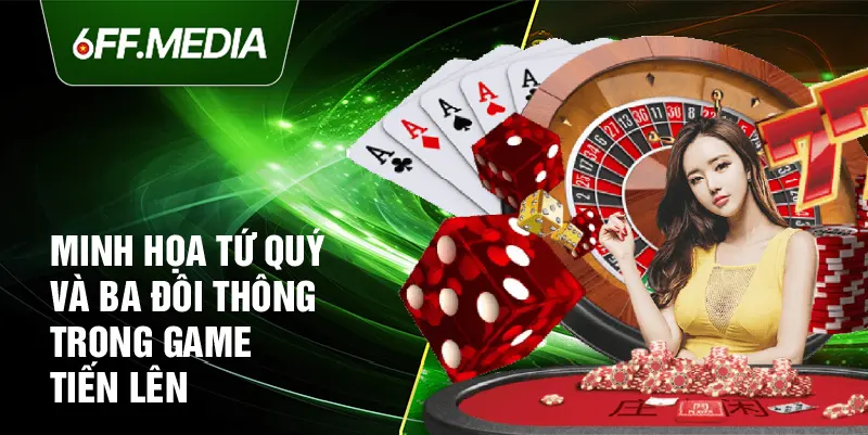 Minh họa tứ quý và ba đôi thông trong game Tiến Lên